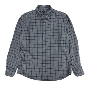 UNIQLO Minimal Checkered Long Sleeve Button Down Flannel Shirt Mens‎ Large Gray
